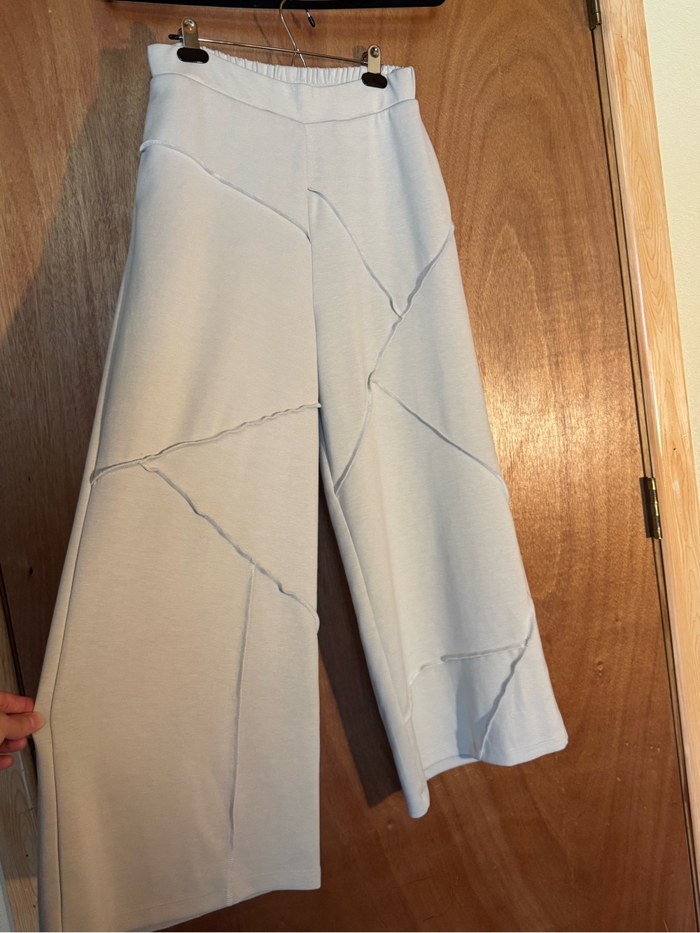 ISLE by Melis Kozan Wide Leg Pants M Cream Exposed Seam Patchwork Lagenlook - Picture 3 of 7